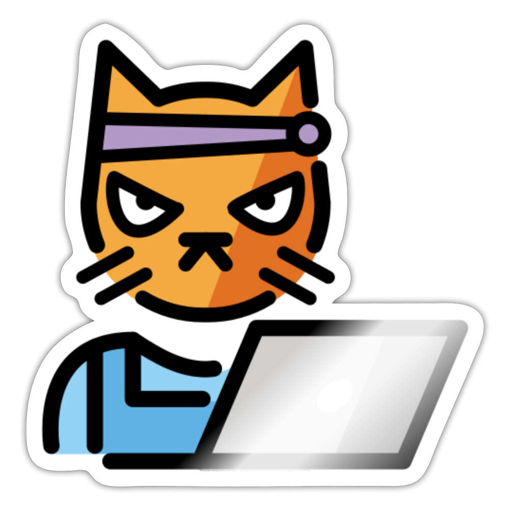 Hacker Cat Moji Sticker - Emoji.Express - white glossy