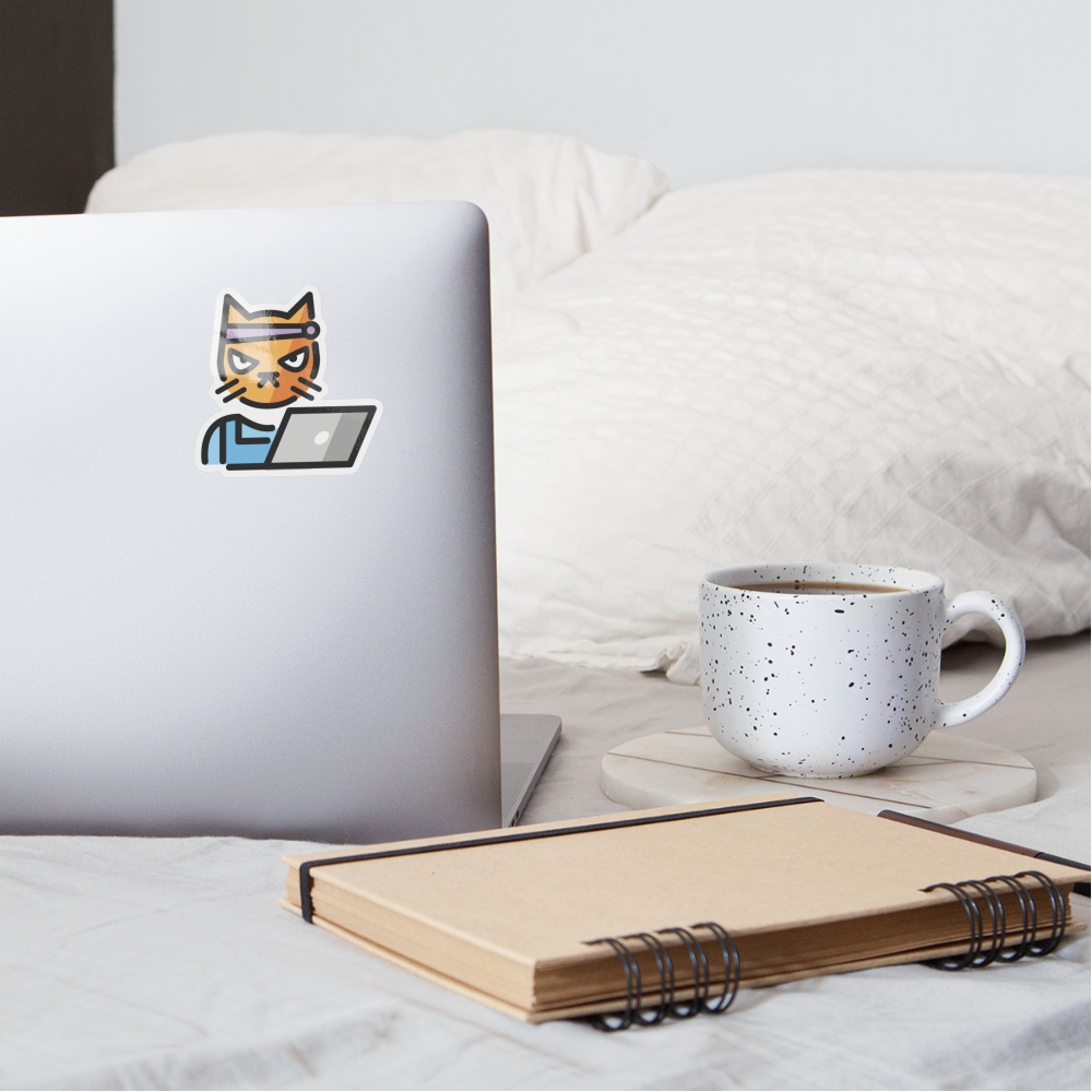Hacker Cat Moji Sticker - Emoji.Express - white glossy