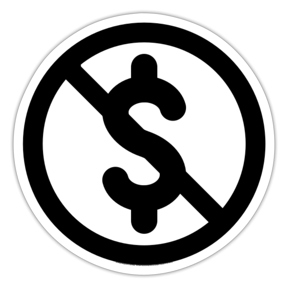 Circled Dollar Sign with Overlaid Backslash Moji Sticker - Emoji.Express - white matte