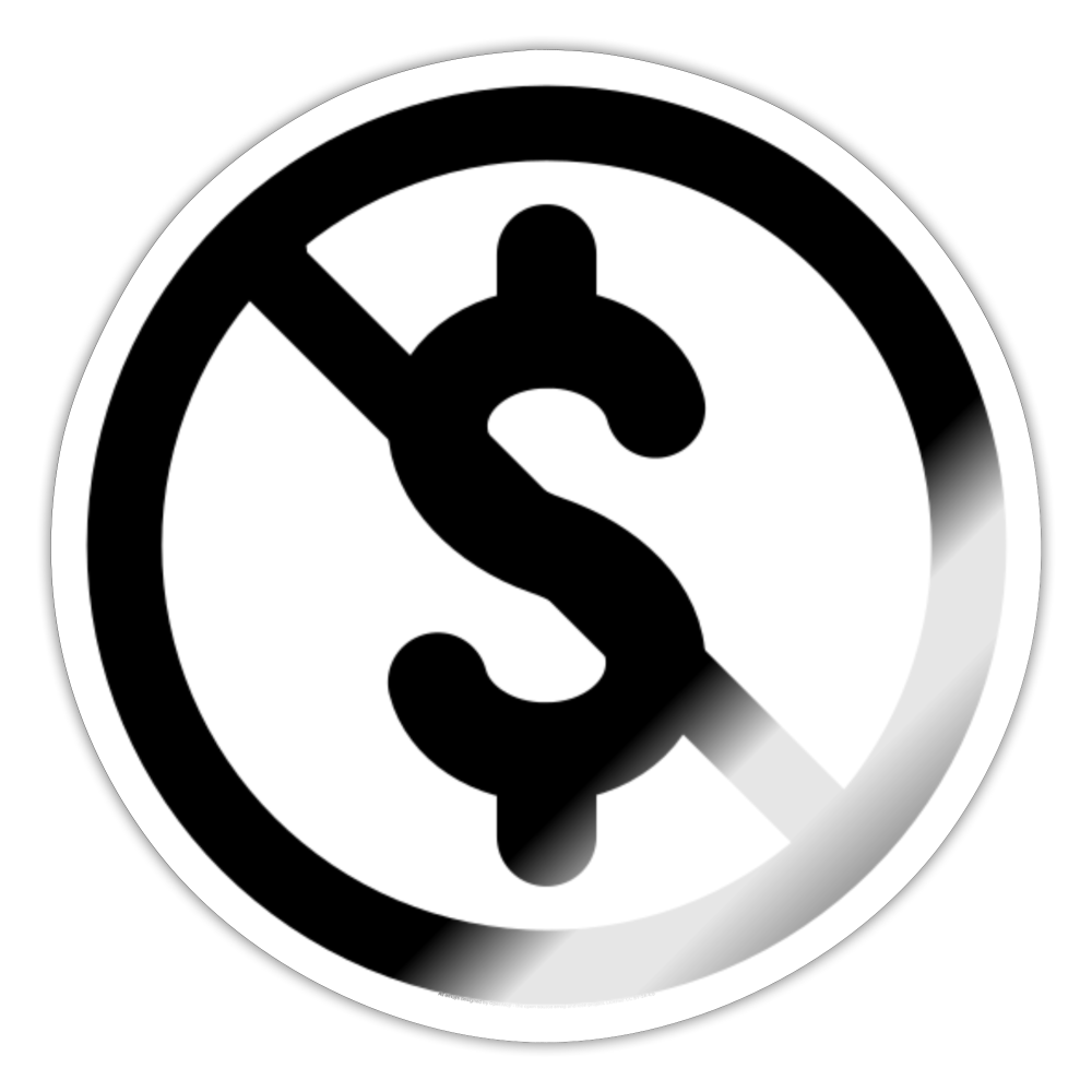 Circled Dollar Sign with Overlaid Backslash Moji Sticker - Emoji.Express - white glossy