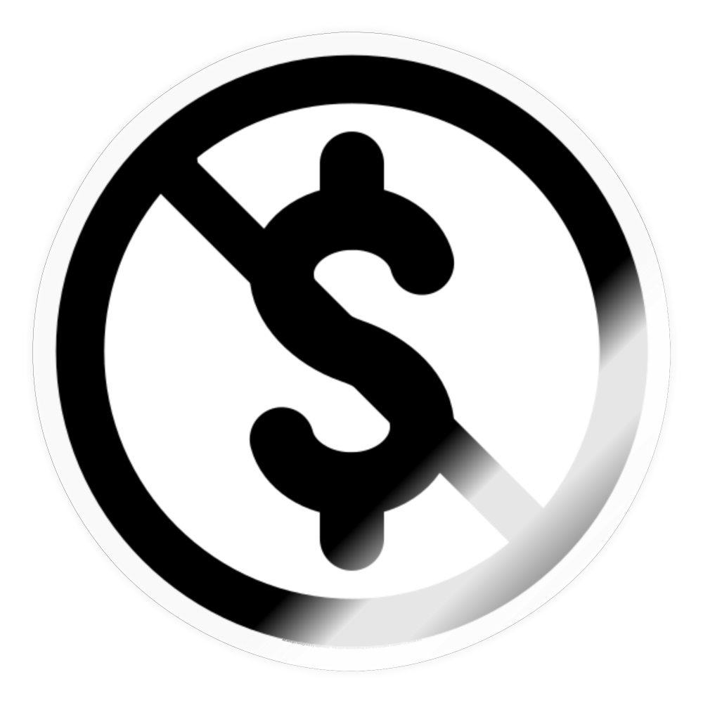 Circled Dollar Sign with Overlaid Backslash Moji Sticker - Emoji.Express - transparent glossy