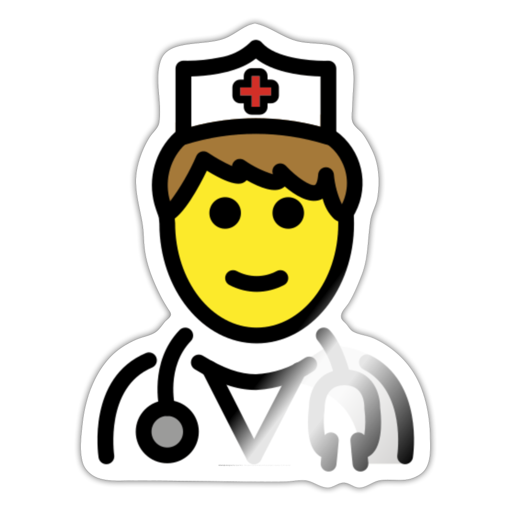 Male Doctor Moji Sticker - Emoji.Express - white glossy
