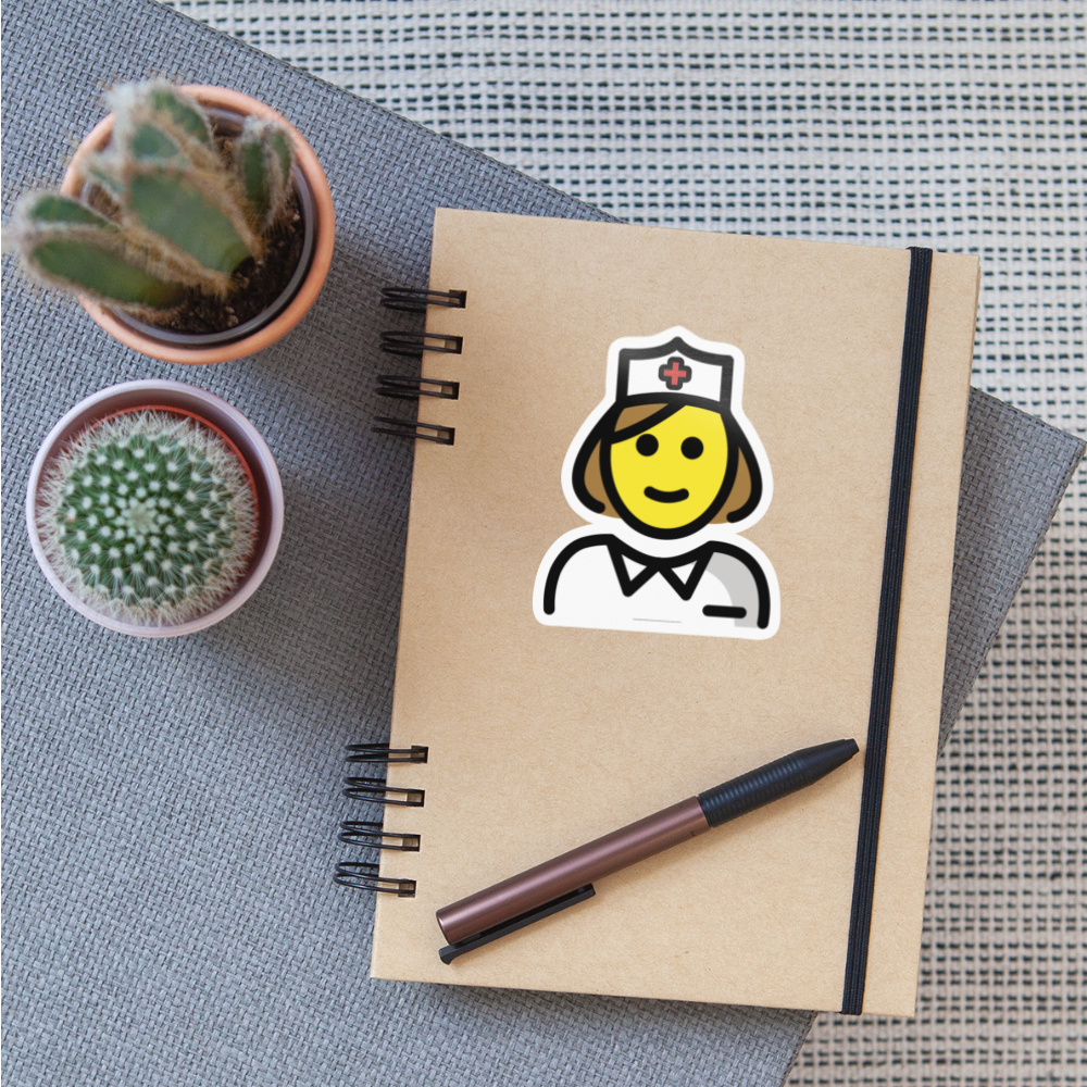 Female Nurse Moji Sticker - Emoji.Express - white glossy