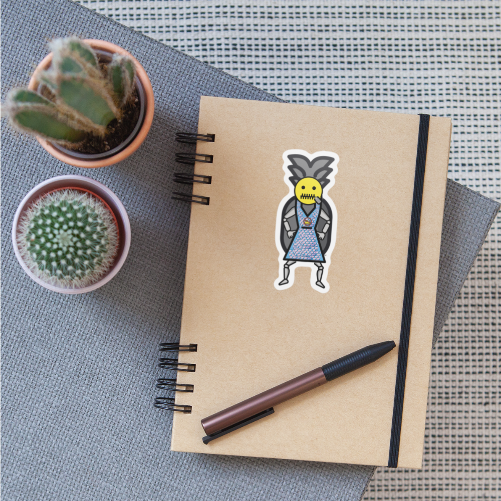 Emoji Expression: Gracie 'Hopeful Grey' Pineapple Moji Character Sticker - Emoji.Express - white matte