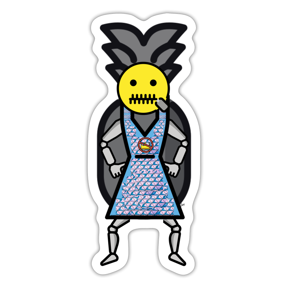 Emoji Expression: Gracie 'Hopeful Grey' Pineapple Moji Character Sticker - Emoji.Express - white matte