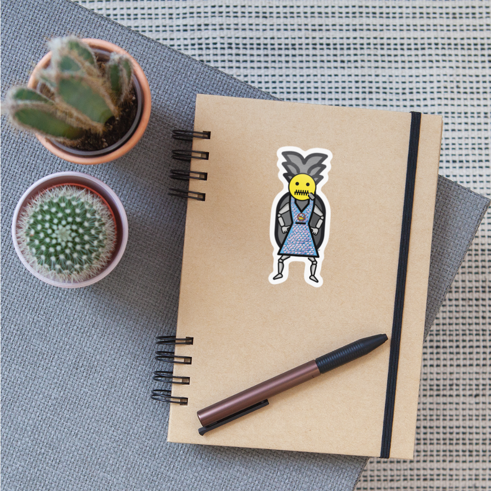 Emoji Expression: Gracie 'Hopeful Grey' Pineapple Moji Character Sticker - Emoji.Express - white glossy