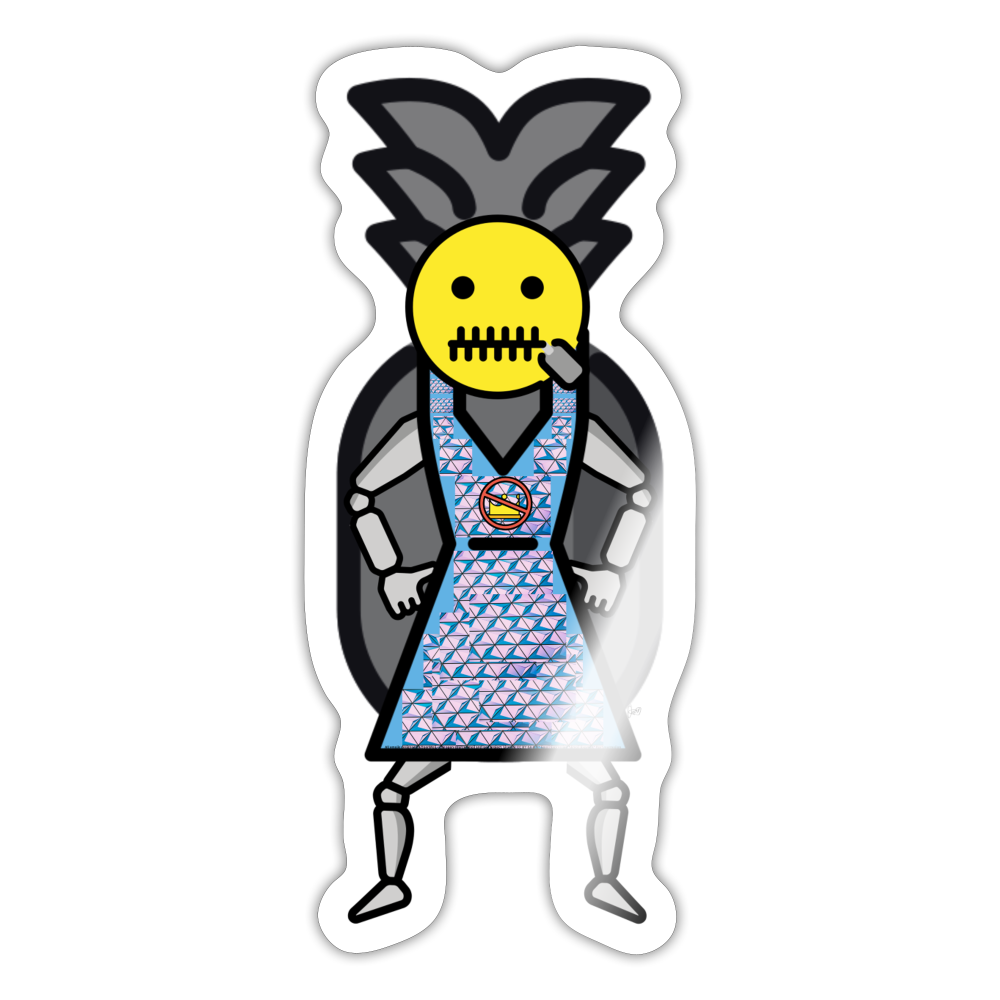 Emoji Expression: Gracie 'Hopeful Grey' Pineapple Moji Character Sticker - Emoji.Express - white glossy