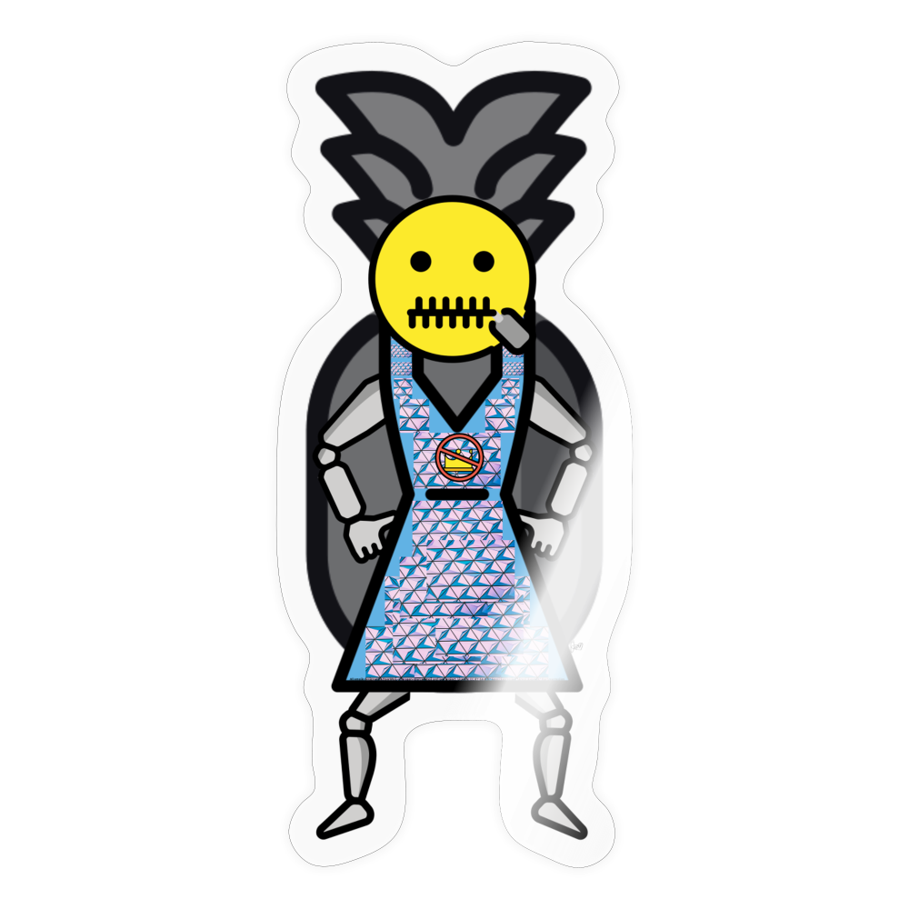 Emoji Expression: Gracie 'Hopeful Grey' Pineapple Moji Character Sticker - Emoji.Express - transparent glossy