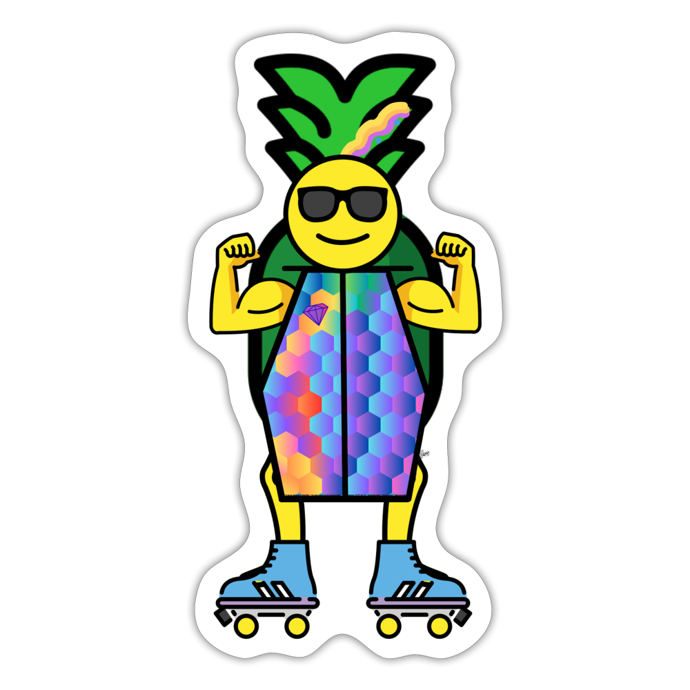 Emoji Expression: Peyton 'Vibes' Pineapple Moji Character Sticker - Emoji.Express - white matte