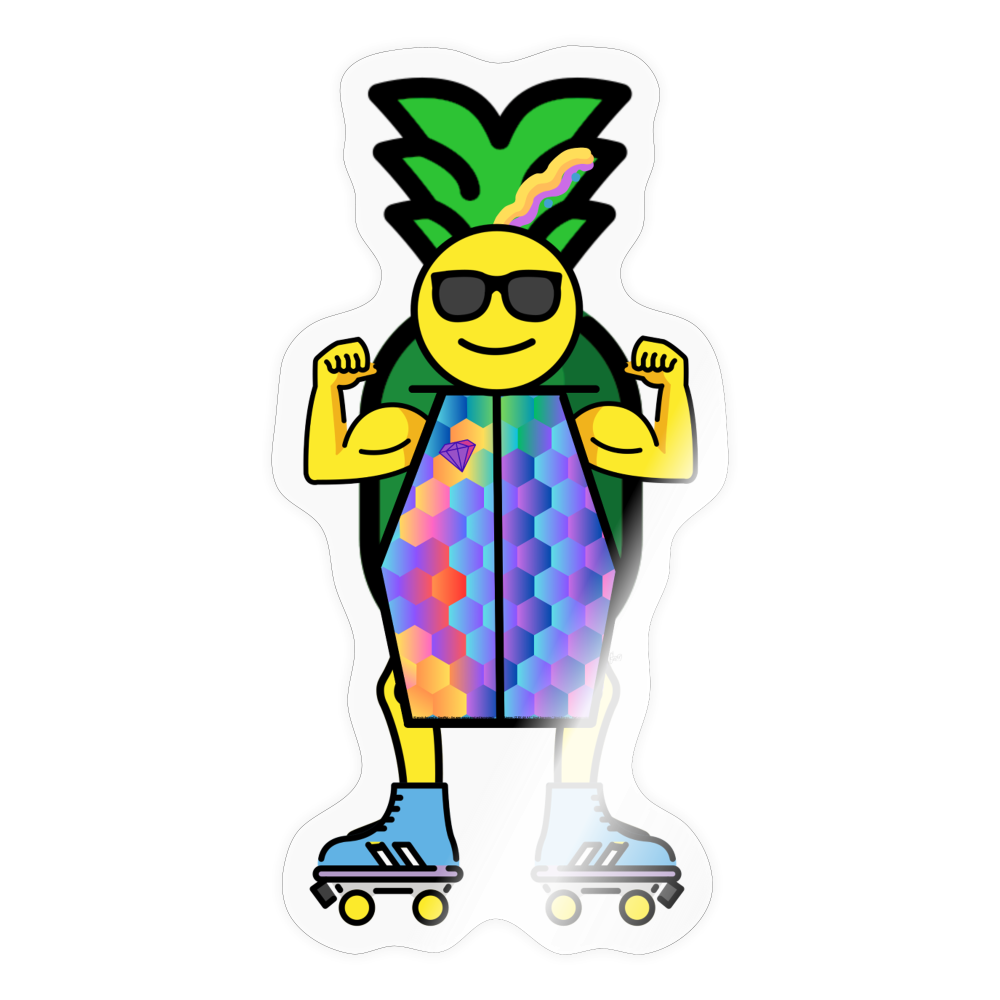 Emoji Expression: Peyton 'Vibes' Pineapple Moji Character Sticker - Emoji.Express - transparent glossy