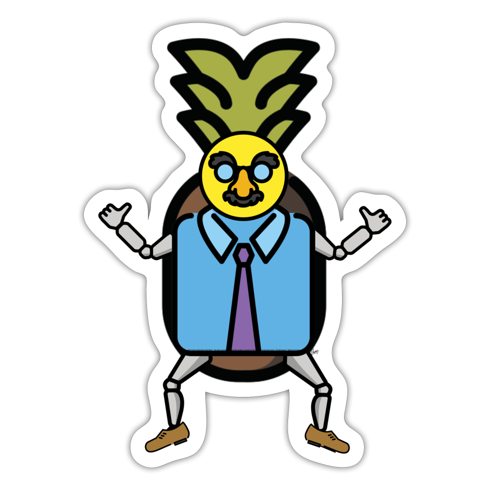 Emoji Expression: Robert 'Bobby' Pineapple Moji Character Sticker - Emoji.Express - white matte