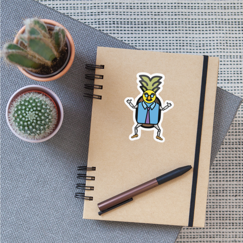 Emoji Expression: Robert 'Bobby' Pineapple Moji Character Sticker - Emoji.Express - white glossy