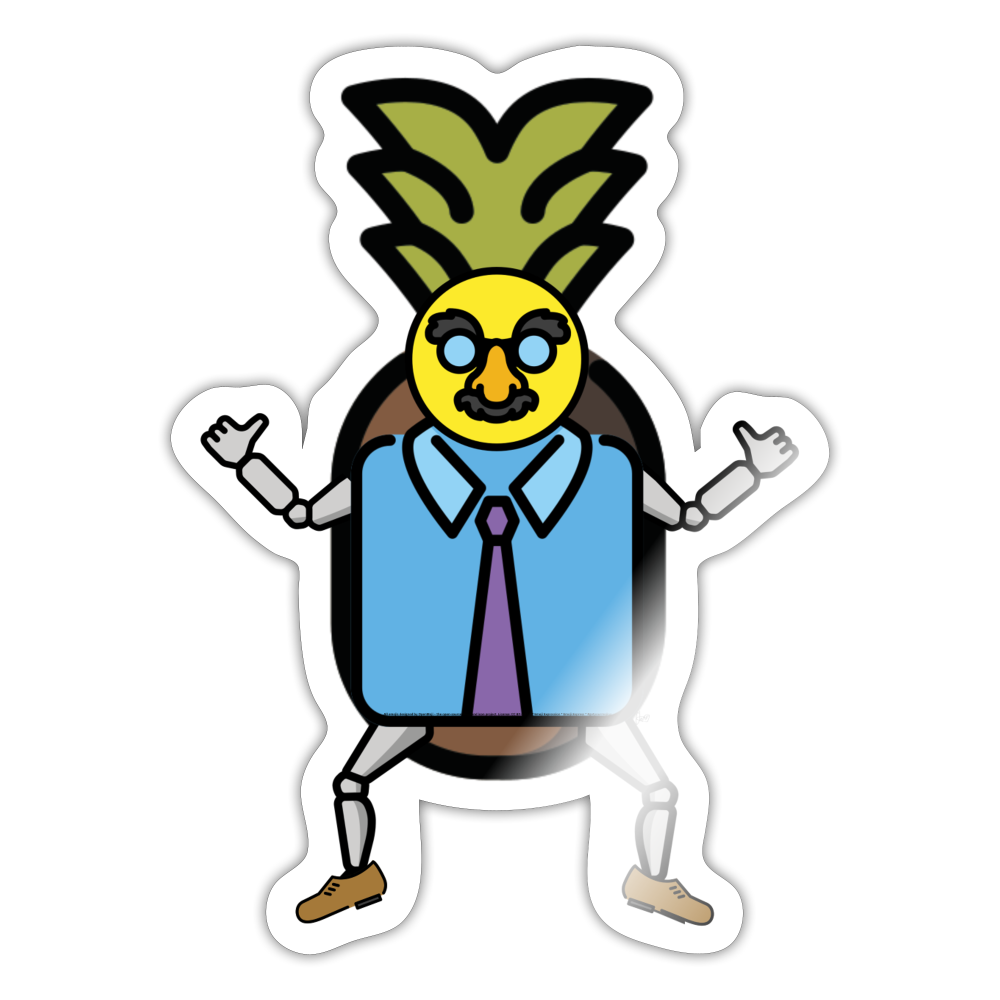Emoji Expression: Robert 'Bobby' Pineapple Moji Character Sticker - Emoji.Express - white glossy