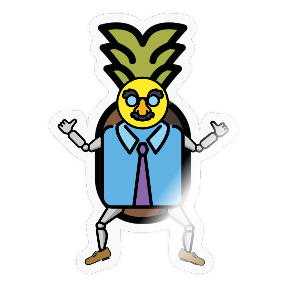 Emoji Expression: Robert 'Bobby' Pineapple Moji Character Sticker - Emoji.Express - transparent glossy