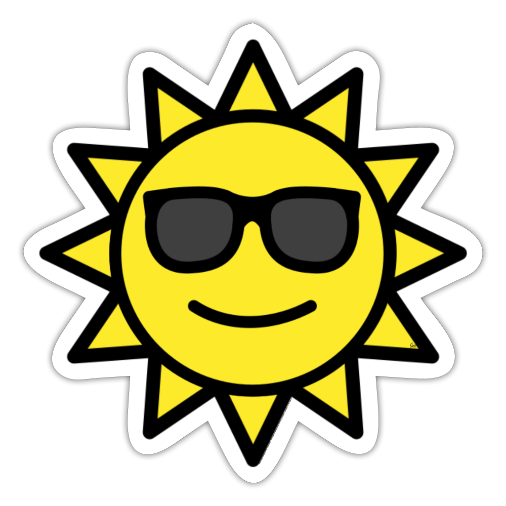 Emoji Expression: Sunny Sunshine Emoji Character Moji Sticker - Emoji.Express - white matte