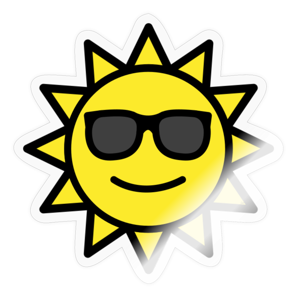Emoji Expression: Sunny Sunshine Emoji Character Moji Sticker - Emoji.Express - transparent glossy