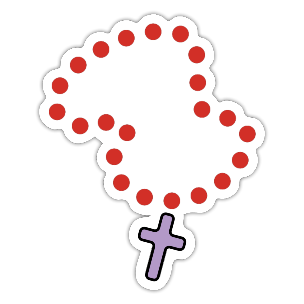 Emoji Expression: Prayer Beads with Cross Moji Sticker - Emoji.Express - white matte
