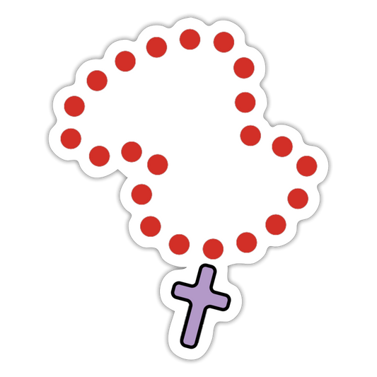 Emoji Expression: Prayer Beads with Cross Moji Sticker - Emoji.Express - white matte