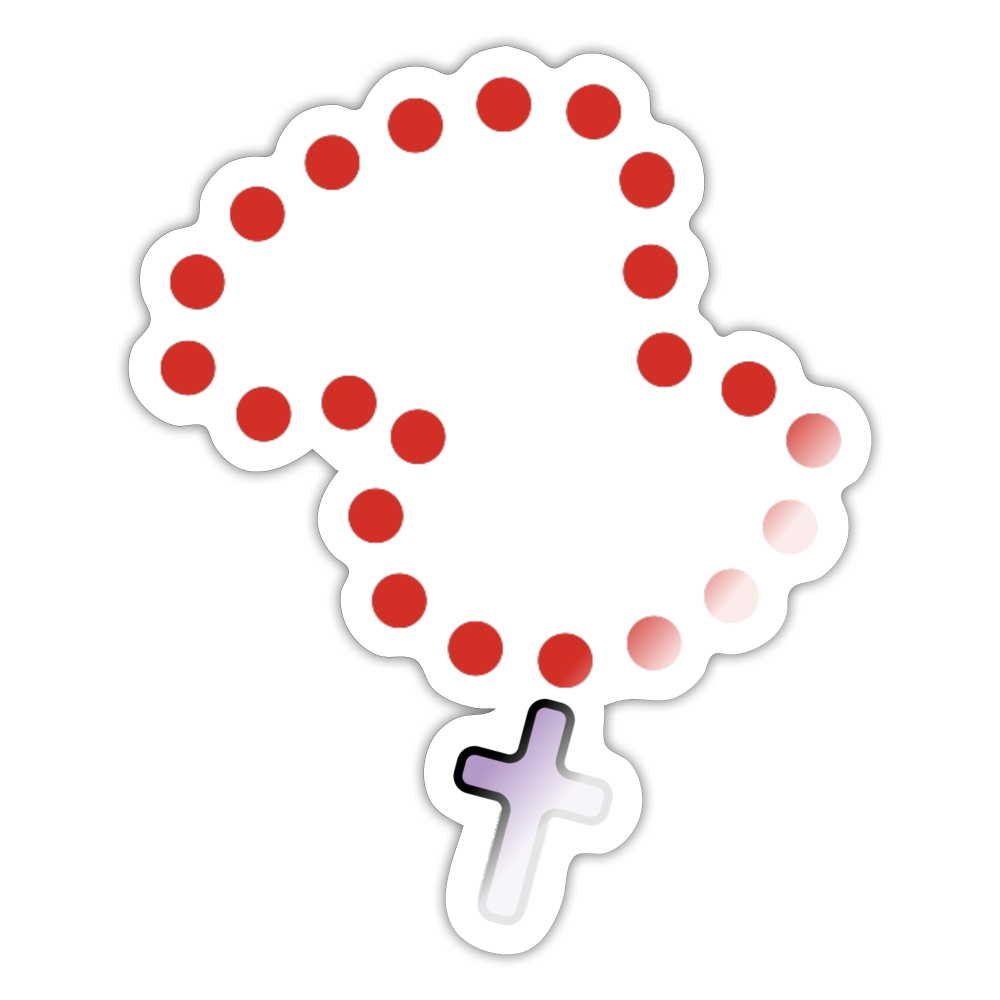 Emoji Expression: Prayer Beads with Cross Moji Sticker - Emoji.Express - white glossy