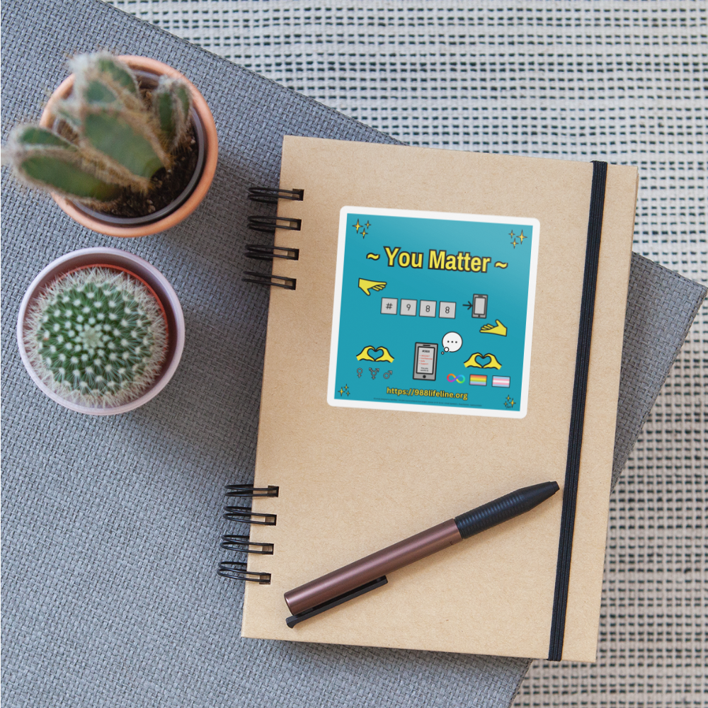 Emoji Expression: ~ You Matter ~ #988 LGBTQIA+ND Moji Sticker (Teal) - Emoji.Express - white matte