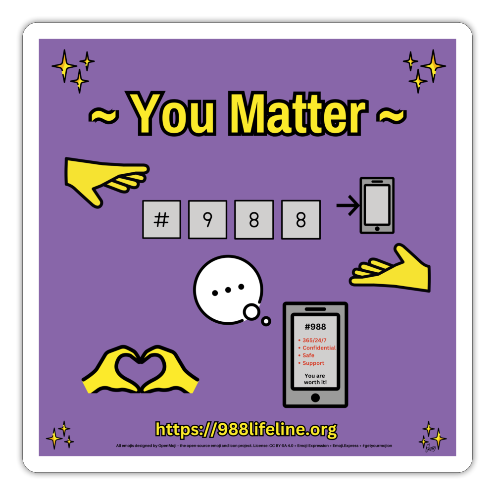 Emoji Expression: ~ You Matter ~ #988 Heart Hands Moji Sticker (Purple) - Emoji.Express - white matte