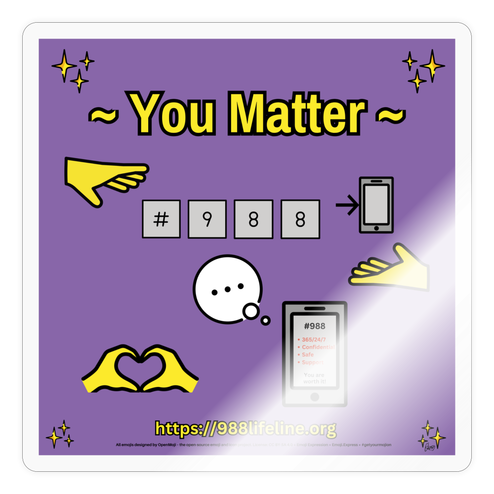 Emoji Expression: ~ You Matter ~ #988 Heart Hands Moji Sticker (Purple) - Emoji.Express - transparent glossy