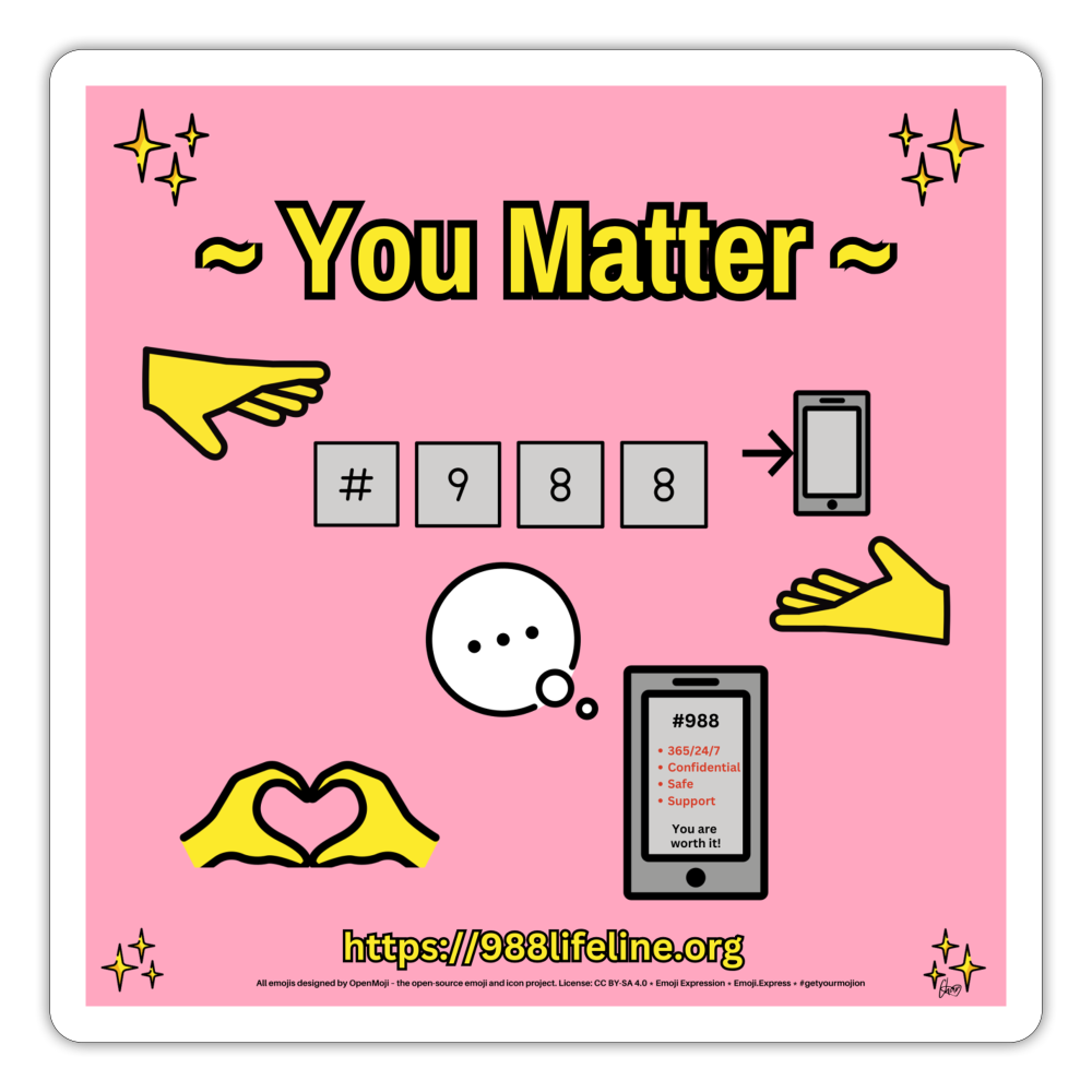 Emoji Expression: ~ You Matter ~ #988 Heart Hands Moji Sticker (Light Pink) - Emoji.Express - white matte