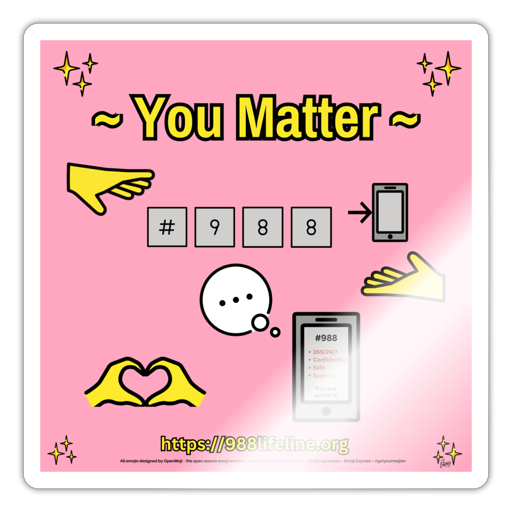 Emoji Expression: ~ You Matter ~ #988 Heart Hands Moji Sticker (Light Pink) - Emoji.Express - white glossy