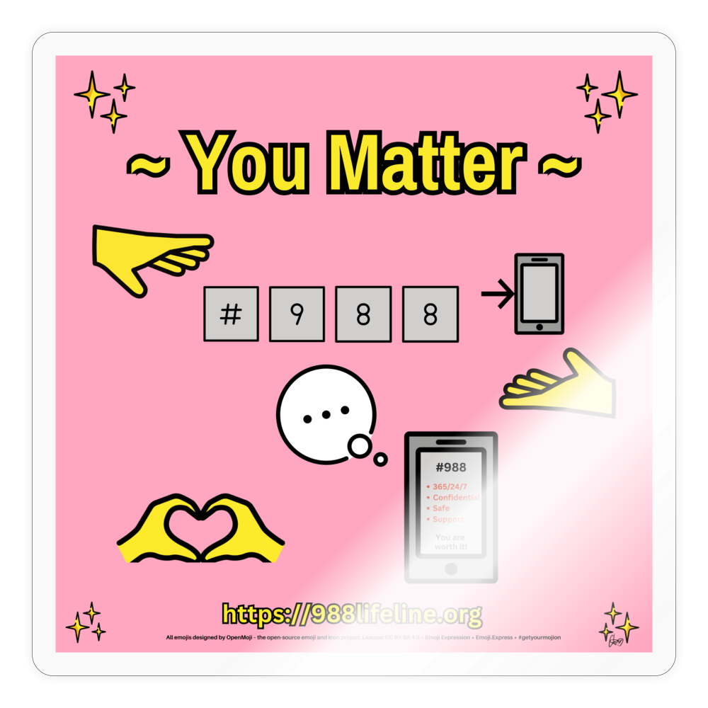 Emoji Expression: ~ You Matter ~ #988 Heart Hands Moji Sticker (Light Pink) - Emoji.Express - transparent glossy