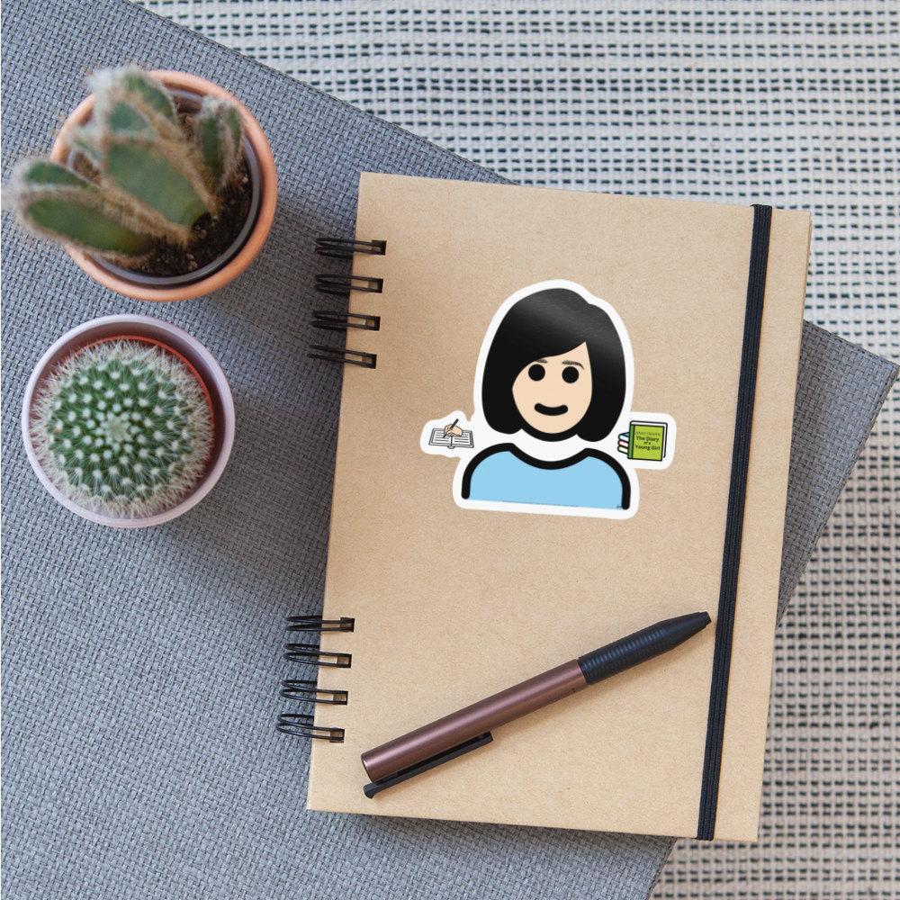 Emoji Expression: Anne Frank Moji Sticker - Emoji.Express - white glossy