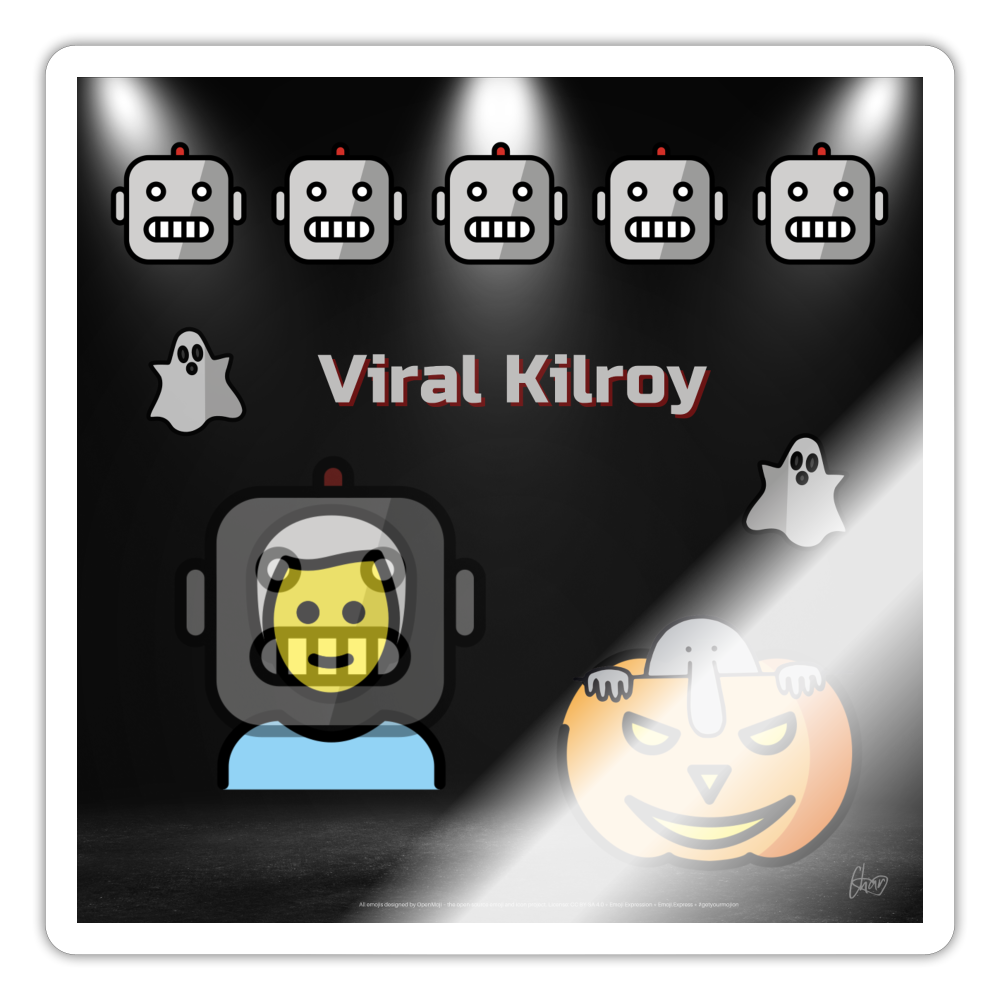 Emoji Expression: Halloween Viral Kilroy Moji Sticker - Emoji.Express - white glossy