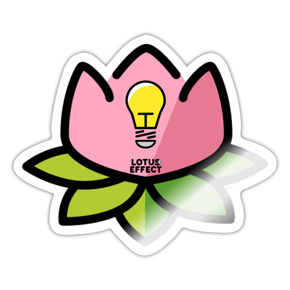 Emoji Expression: The Lotus Effect with Light Bulb Moji Sticker - Emoji.Express - white glossy