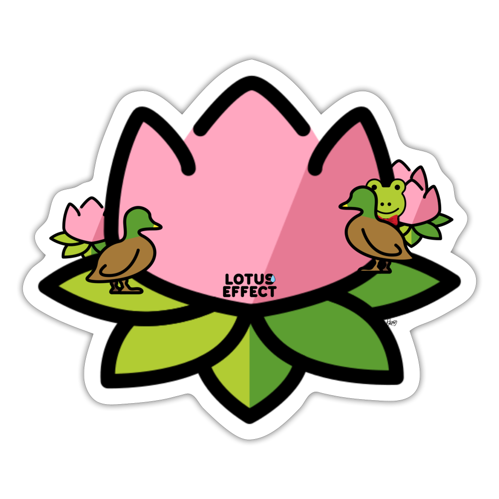 Emoji Expression: The Lotus Effect with Ducks and Frog Moji Sticker - Emoji.Express - white matte