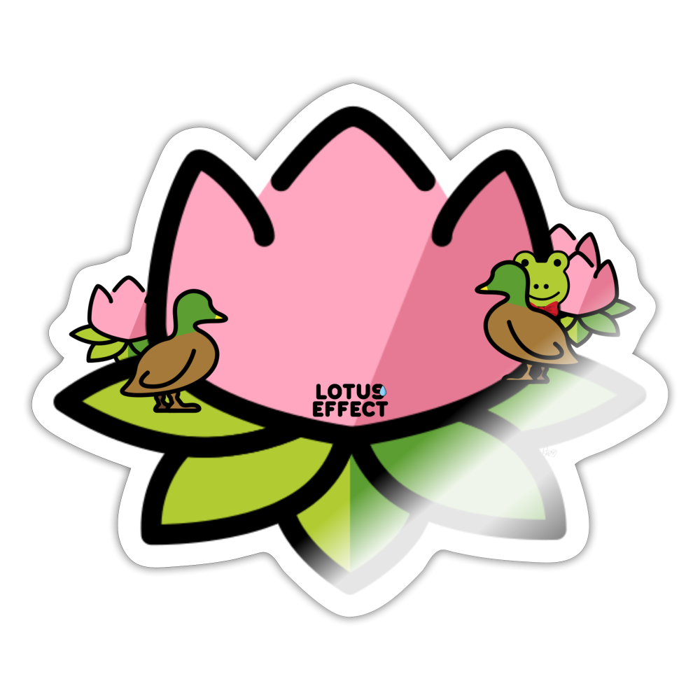 Emoji Expression: The Lotus Effect with Ducks and Frog Moji Sticker - Emoji.Express - white glossy