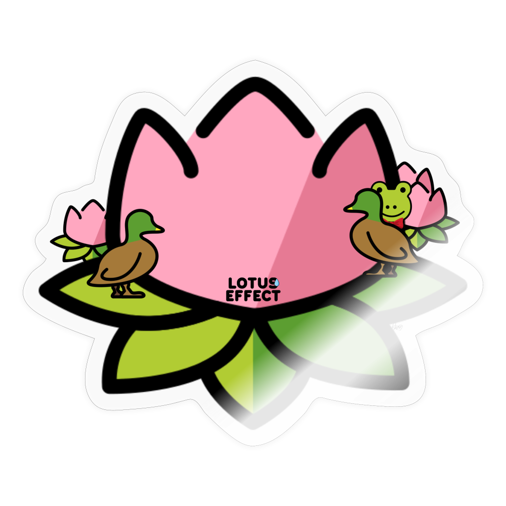 Emoji Expression: The Lotus Effect with Ducks and Frog Moji Sticker - Emoji.Express - transparent glossy