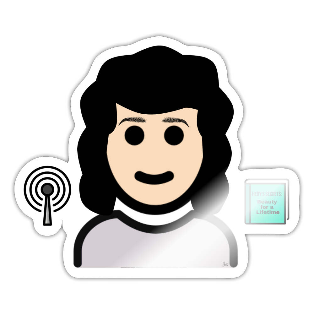 Emoji Expression: Hedy Lamarr Moji Sticker - Emoji.Express - white glossy