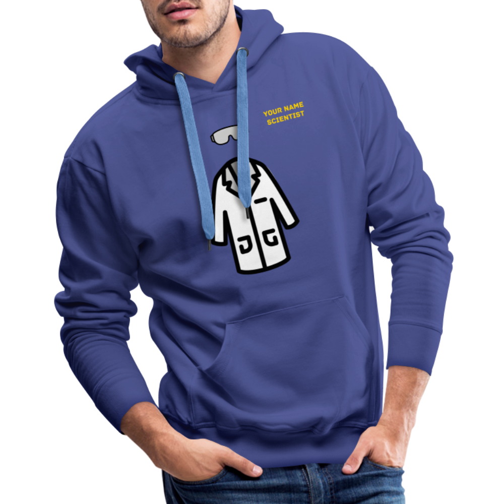 Customizable Lab Coat + Goggles + Name and Title Text Moji Men’s Premium Hoodie - Emoji.Express - royal blue
