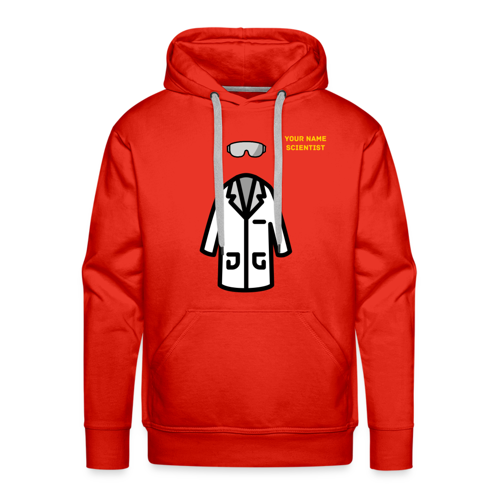 Customizable Lab Coat + Goggles + Name and Title Text Moji Men’s Premium Hoodie - Emoji.Express - red