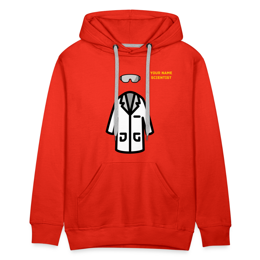 Customizable Lab Coat + Goggles + Name and Title Text Moji Men’s Premium Hoodie - Emoji.Express - red