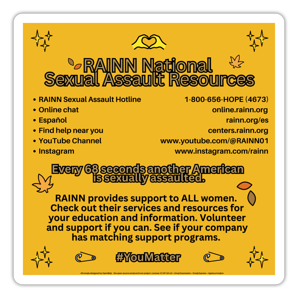 Emoji Expression: RAINN Sexual Assault Resources ~ You Matter ~  Moji Sticker (Yellow) - Emoji.Express - white matte