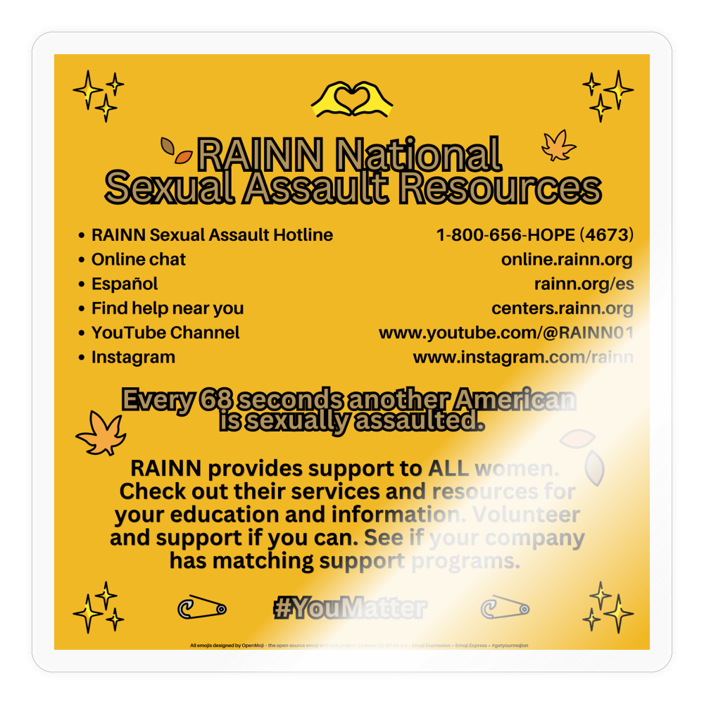 Emoji Expression: RAINN Sexual Assault Resources ~ You Matter ~  Moji Sticker (Yellow) - Emoji.Express - transparent glossy