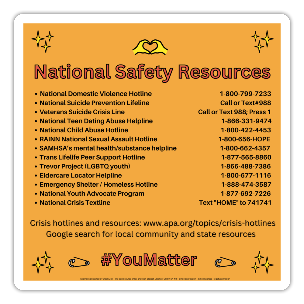 Emoji Expression: National Safety Resources ~ You Matter ~ Moji Sticker (Orange) - Emoji.Express - white matte