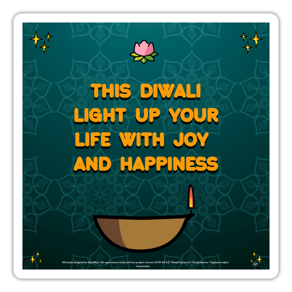 Emoji Expression: Diwali Celebration (Teal) Moji Sticker - Emoji.Express - white matte