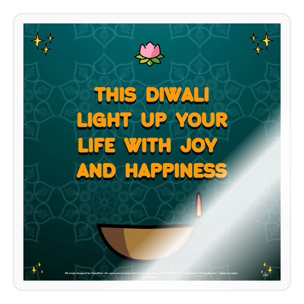 Emoji Expression: Diwali Celebration (Teal) Moji Sticker - Emoji.Express - transparent glossy