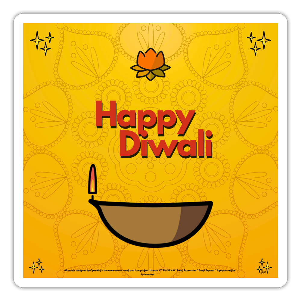 Emoji Expression: Diwali Celebration (Yellow) Moji Sticker - Emoji.Express - white matte