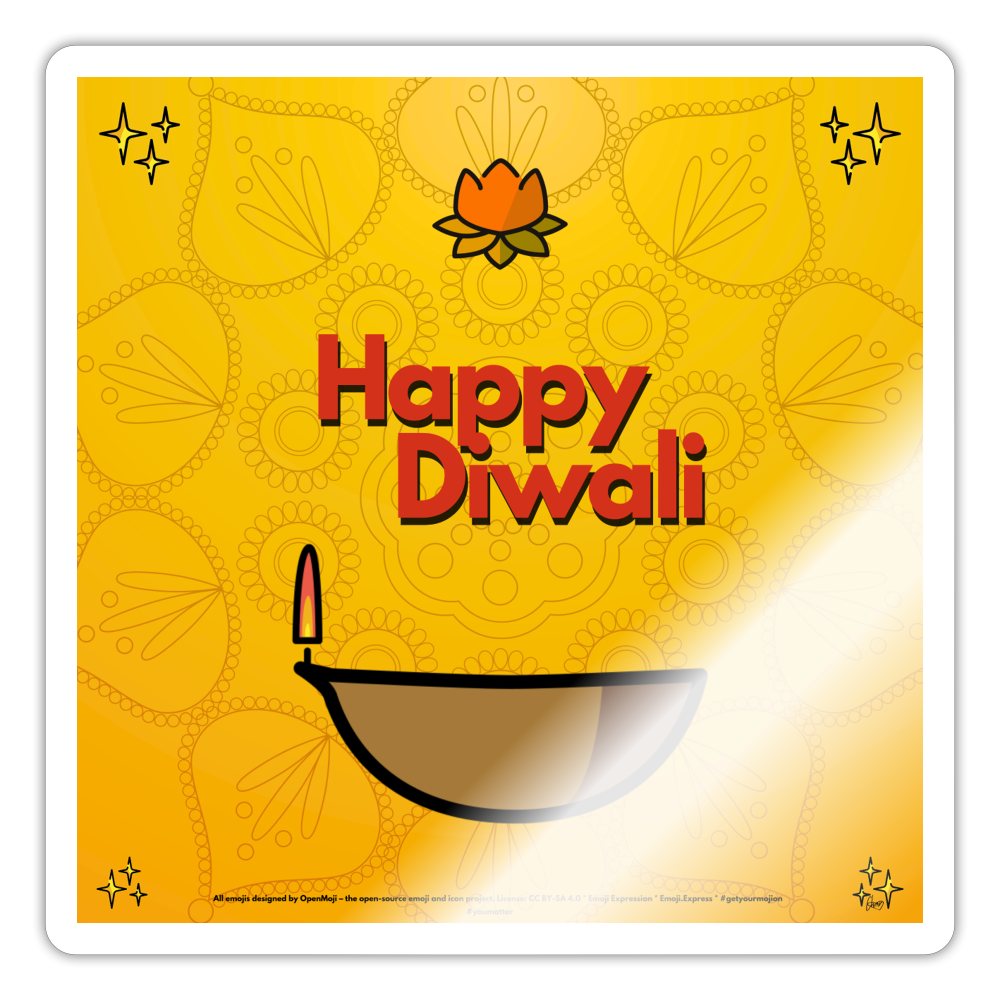 Emoji Expression: Diwali Celebration (Yellow) Moji Sticker - Emoji.Express - white glossy