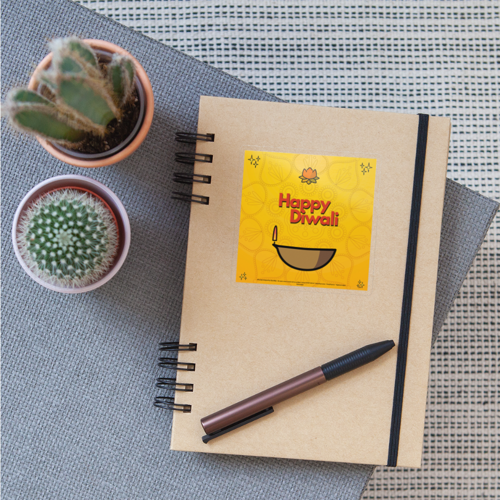 Emoji Expression: Diwali Celebration (Yellow) Moji Sticker - Emoji.Express - transparent glossy