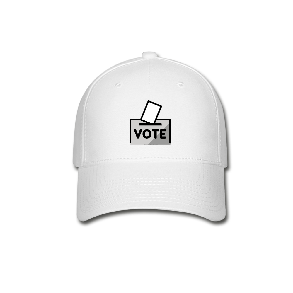 Customizable Emoji Expression "Vote" text on Ballot Box with Ballot Moji Baseball Cap - Emoji.Express - white