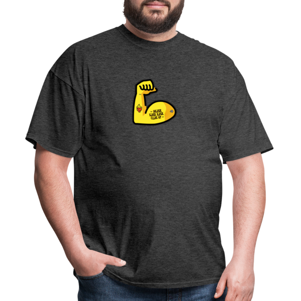 Customizable Emoji Expression: Never, Ever Ever Give Up Tattoo'd Bicep Moji Unisex Classic T-Shirt - Emoji.Express - heather black