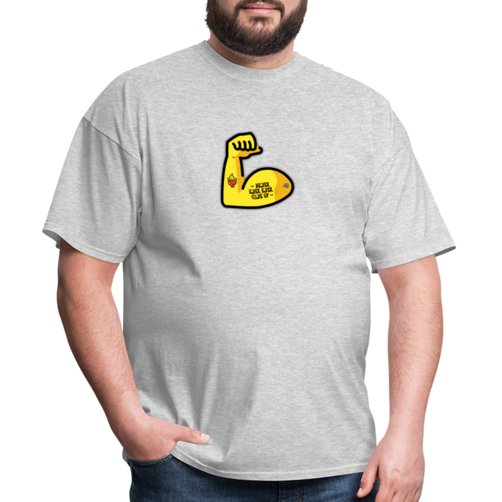 Customizable Emoji Expression: Never, Ever Ever Give Up Tattoo'd Bicep Moji Unisex Classic T-Shirt - Emoji.Express - heather gray